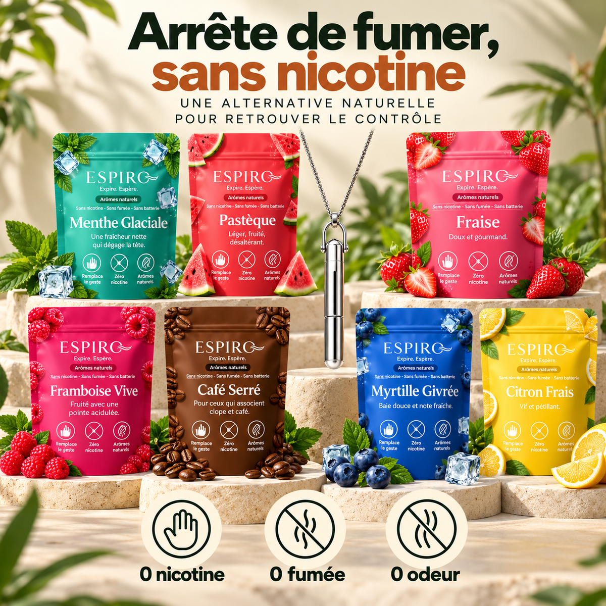 ESPIRO – Arrête de fumer sans nicotine, 7 arômes naturels